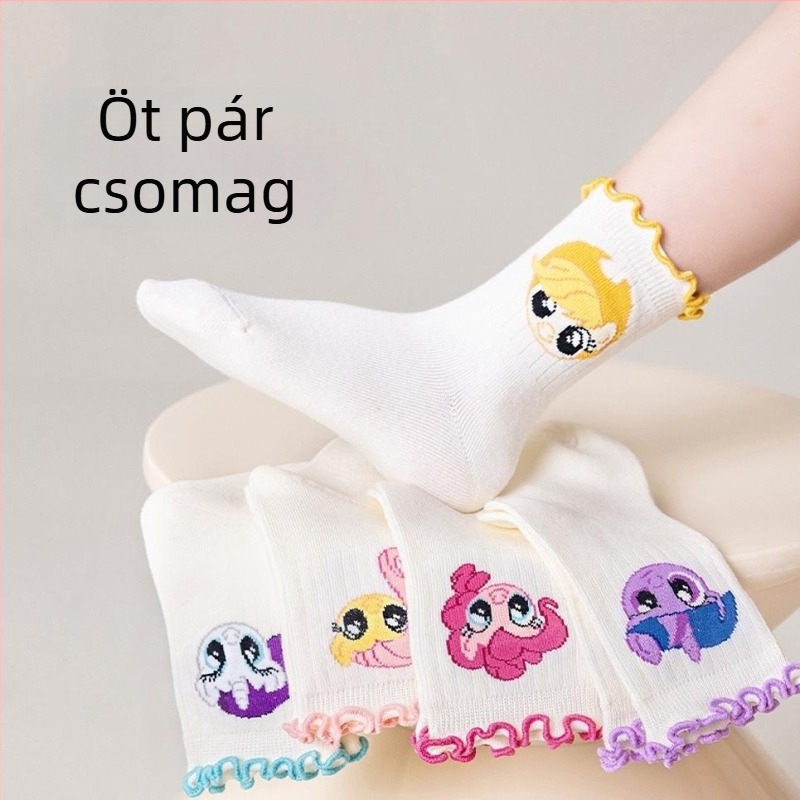 Lány zoknik Tavaszi és őszi gyermek zoknik Csipkés hercegnős zoknik Középhosszú, rajzfilmfigura, szivárványos, póni mintás, minden mérkőzésre alkalmas női zoknik