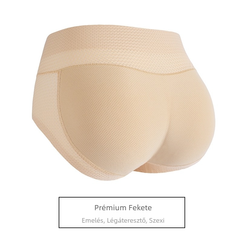 Határokon átnyúló, varrás nélküli, lélegző, hamis fenékkel díszített, teljes csípőt átlós, egyrészes, hasfeltöltő bugyi, női, őszibarackszínű fenéktermék