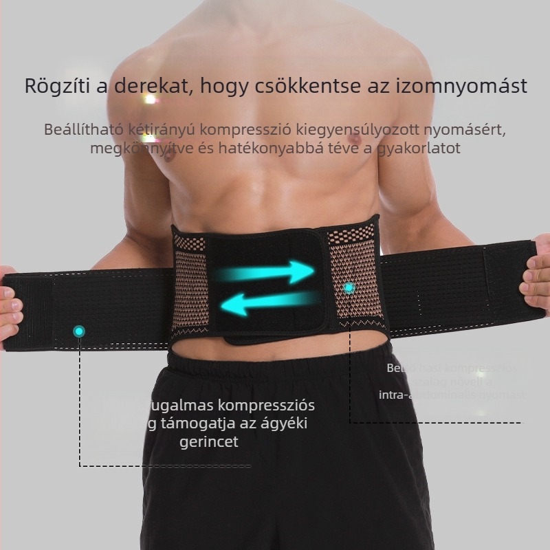 Vízszintes kötőgép acéllemez derékvédő réz sporttámasz derékvédelem fitnesz guggolás súlyemelés kemény húzás professzionális derékvédő öv