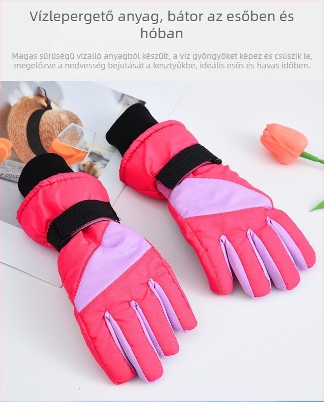 2024 Új Gyermek Csúszásgátló Kesztyűk Gyapjúbéléssel Vastagított Női Síkesztyű Ujj Téli Szélálló Meleg Kesztyűk