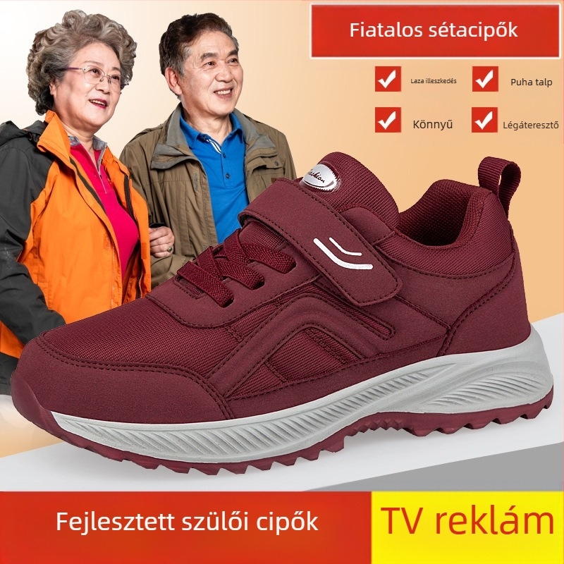 Időseknek való cipők Női tavaszi és őszi új középkorú és idős embereknek való túracipők Anyacipők Kövér láb széles kövér tornacipő Csúszásgátló plus size női cipők