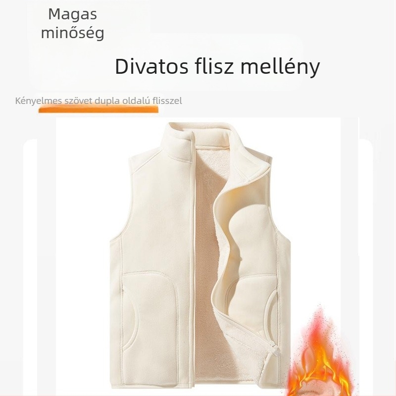 Polár mellény, egyedi munkaruha, csoportos ruházat, egyszínű, karcsúsított, függőleges gallérral ellátott, shake mellény, polár béléssel, vastagított mellény, határokon átnyúló
