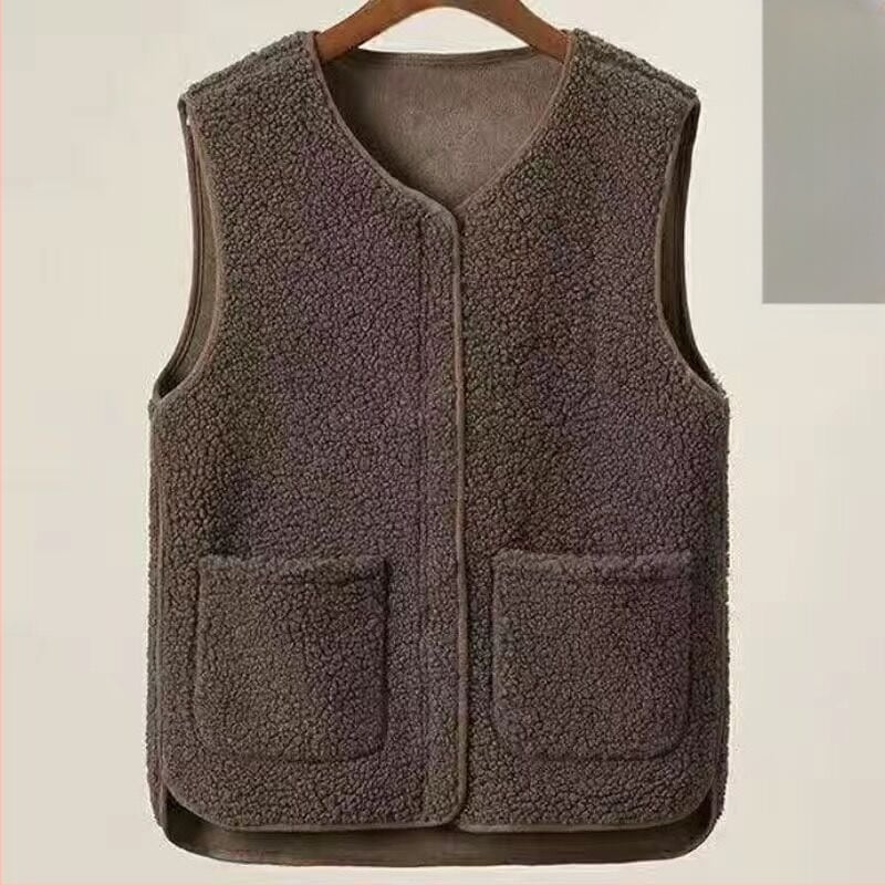 Plus Size bárány plüss mellény nőknek téli külső viselet 2023 új szőrme egyrészes mellény mellény dzseki