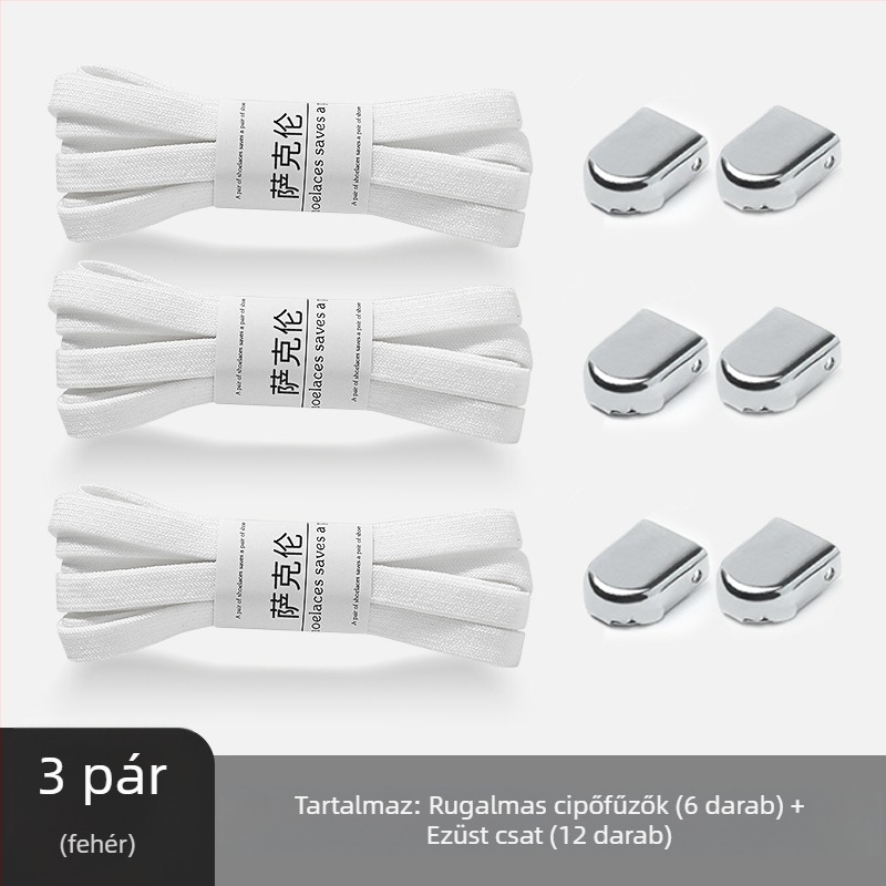 Kötésmentes, lusta cipőfűző műtárgy férfi és női kis fehér cipők gyermek laza, kötél nélküli, fekete-fehér lapos cipőfűző kötélcsattal