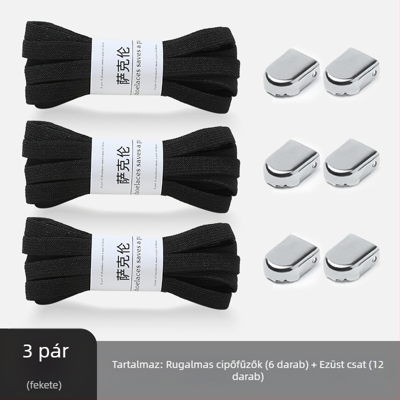 Kötésmentes, lusta cipőfűző műtárgy férfi és női kis fehér cipők gyermek laza, kötél nélküli, fekete-fehér lapos cipőfűző kötélcsattal