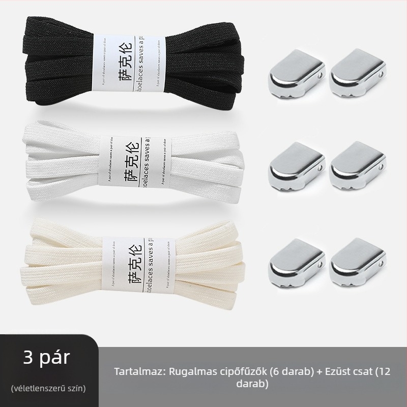 Kötésmentes, lusta cipőfűző műtárgy férfi és női kis fehér cipők gyermek laza, kötél nélküli, fekete-fehér lapos cipőfűző kötélcsattal