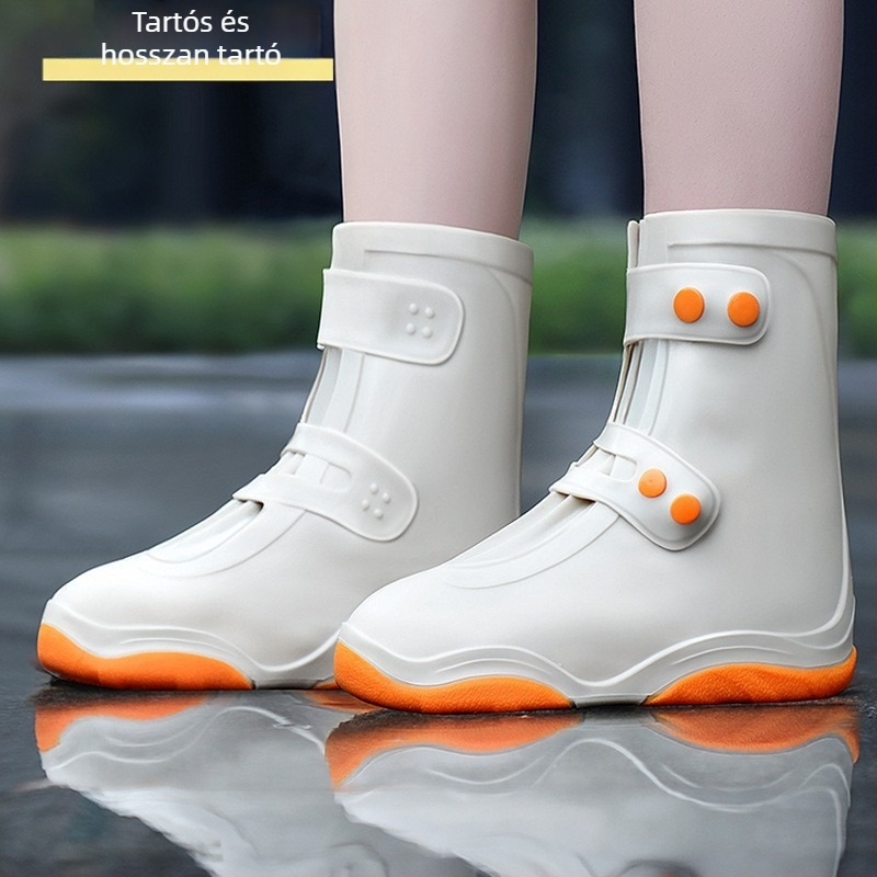 Új, vízálló, csúszásmentes, lerakódásgátló, vastagított, kopásálló, kültéri, hordozható, könnyen viselhető és levehető, felnőtt gyermekeknek való szilikon esővédő cipővédő