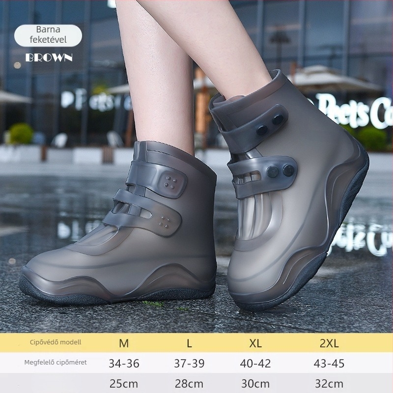 Új, vízálló, csúszásmentes, lerakódásgátló, vastagított, kopásálló, kültéri, hordozható, könnyen viselhető és levehető, felnőtt gyermekeknek való szilikon esővédő cipővédő