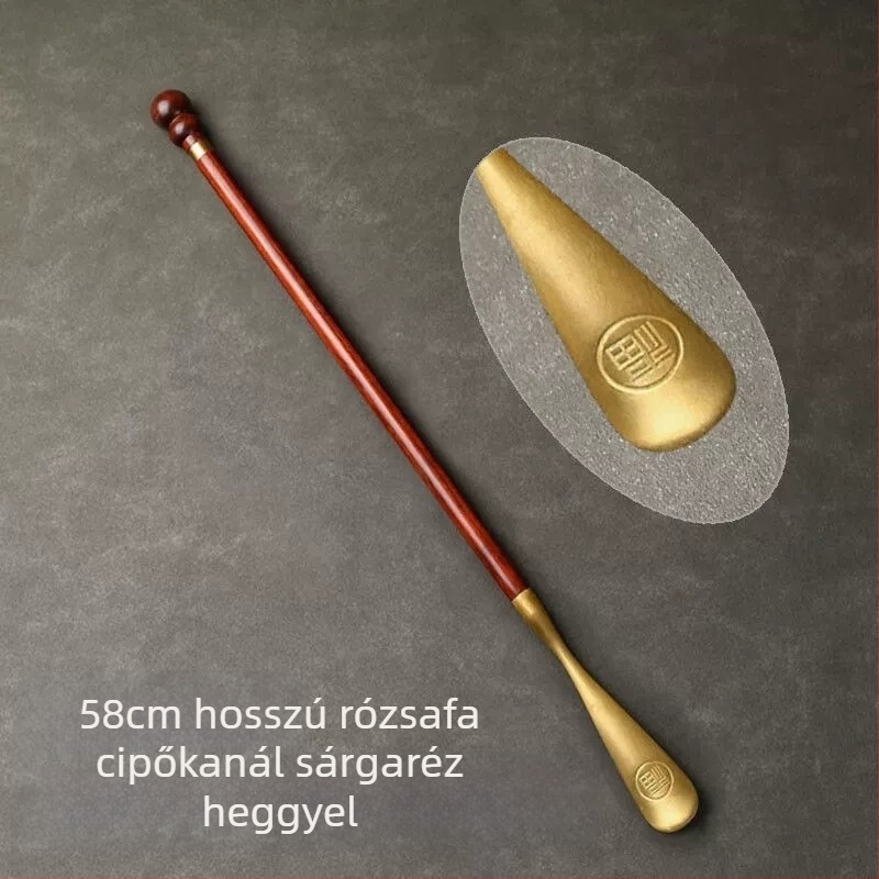 Rózsafa sárgaréz cipőhúzó 58cm hosszú fogantyú háztartási terhes nőknek nem hajlítható hordozható tömörfa szantálfa réz cipőhúzó