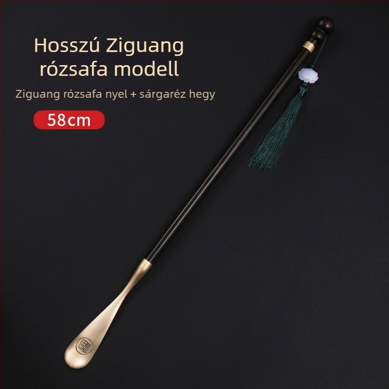 Rózsafa sárgaréz cipőhúzó 58cm hosszú fogantyú háztartási terhes nőknek nem hajlítható hordozható tömörfa szantálfa réz cipőhúzó