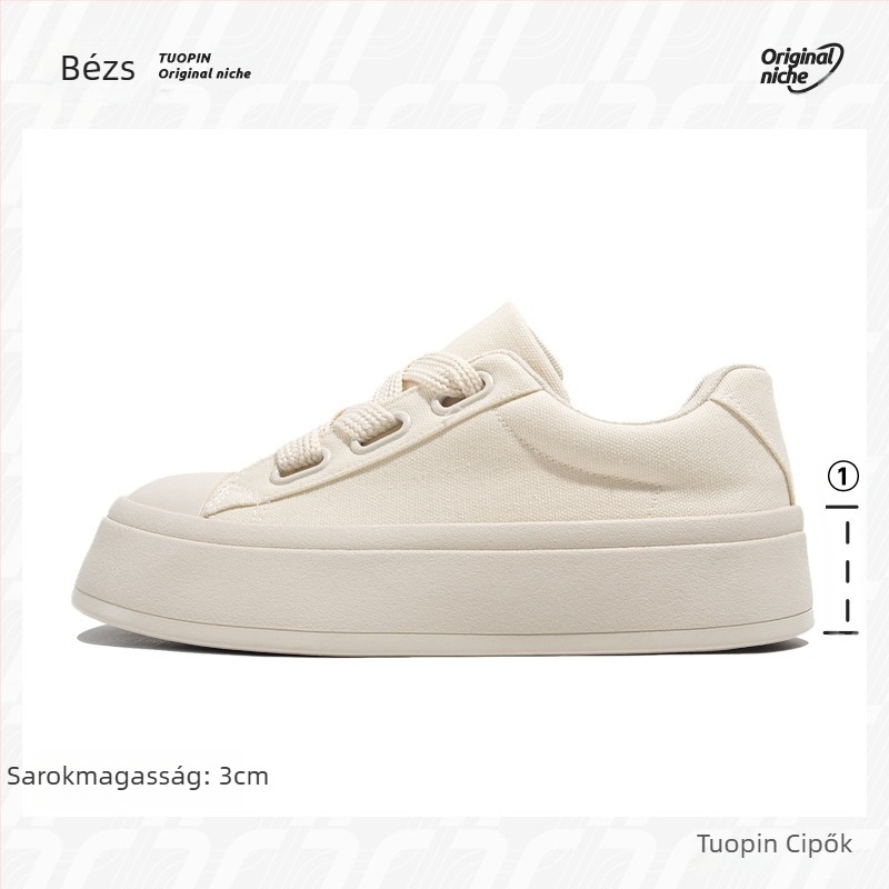Tuopin Four Seasons új, vastag talpú, nagylábujjú vászoncipő, alkalmi, legkönnyebben illeszkedő, fehér cipő, női cipő, TP2128W