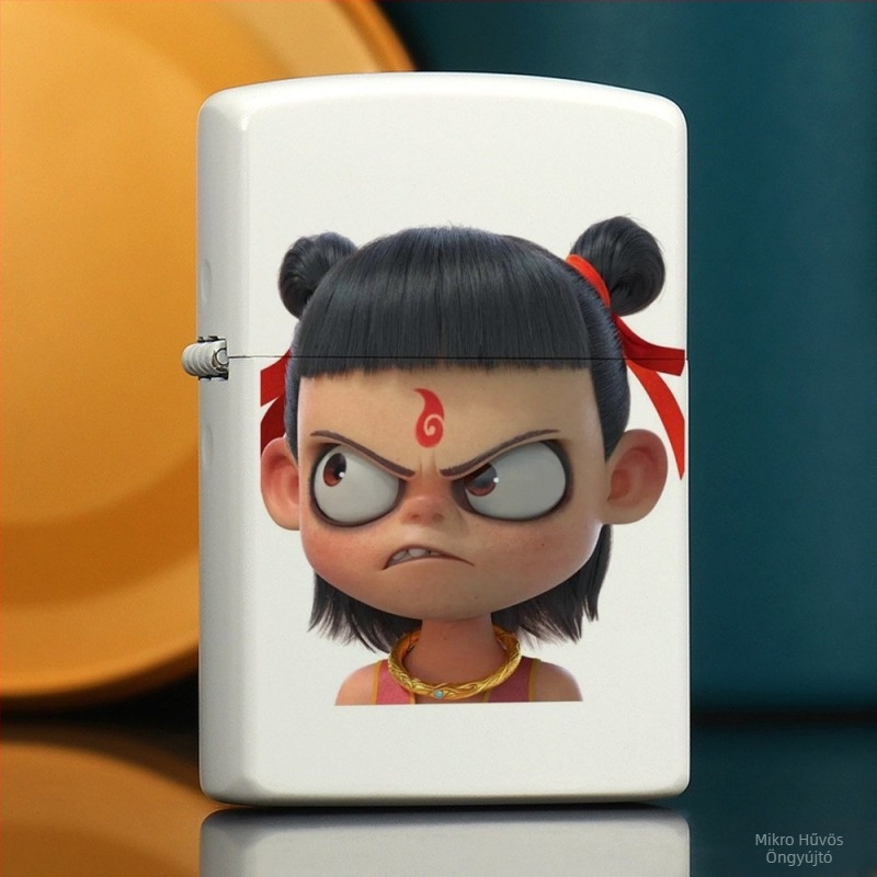 Nezha perifériás kerozin öngyújtó retró kreatív kis ajándék fém szélálló klasszikus stílusú öngyújtó