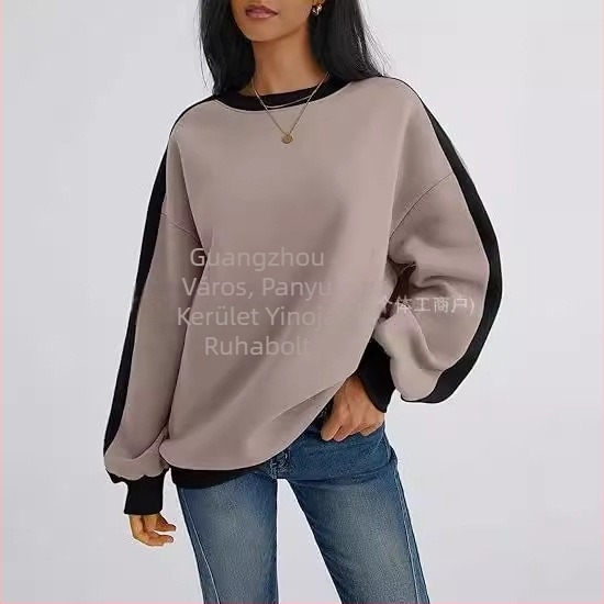 Amazon cross-border női szuper plus size pulóver, kerek nyakú, kapucnis, színben illő hosszú ujjú, 2024-es őszi féláron