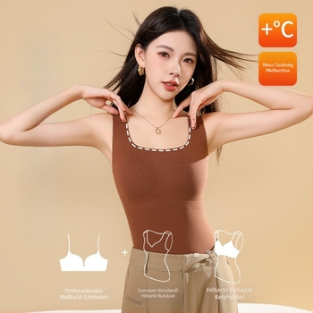 Varrás nélküli, önmelegítő, négyzet alakú gallérral ellátott, meleg mellény mellkasbetéttel, női, karcsúsított, hidratáló őszi és téli új alsó felső.