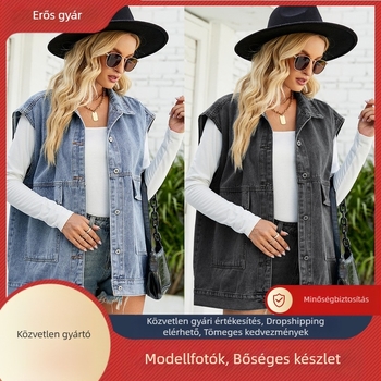 Európai és amerikai határokon átnyúló Amazon új farmer mellény női eBay nyári divat trend farmer ujjatlan mellény