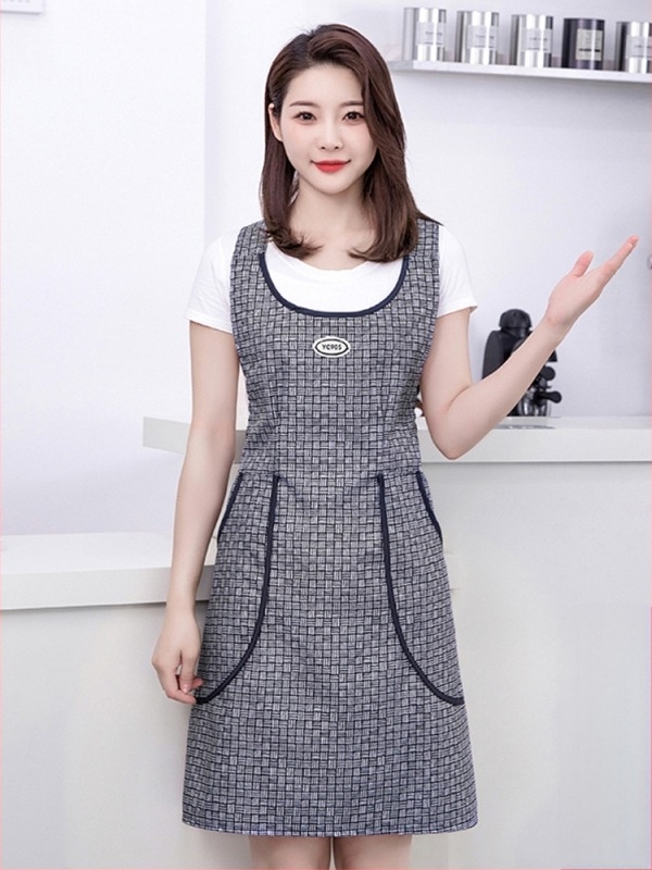 Mellény stílusú új kötény konyhai vízálló és olajálló munkaruhák vendéglátóipari nőknek koreai stílusú gyönyörű derékpánttal