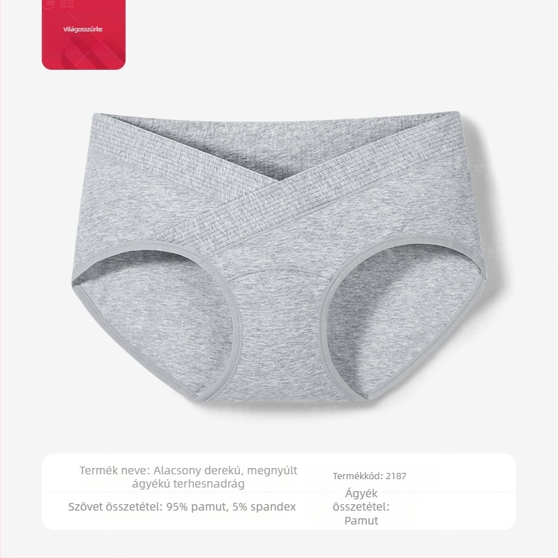 Alacsony derekú, hosszított ágyékú kismama alsónemű pamut Női, közép-késői terhességi, állítható, plus size, terhességi speciális hastámasztó rövidnadrág