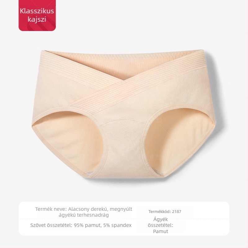 Alacsony derekú, hosszított ágyékú kismama alsónemű pamut Női, közép-késői terhességi, állítható, plus size, terhességi speciális hastámasztó rövidnadrág