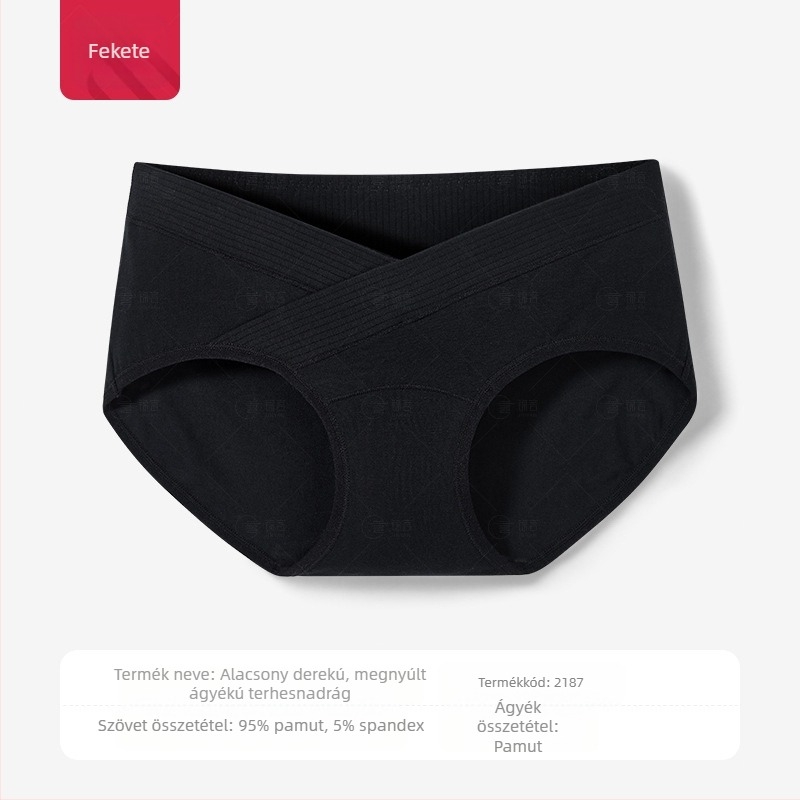 Alacsony derekú, hosszított ágyékú kismama alsónemű pamut Női, közép-késői terhességi, állítható, plus size, terhességi speciális hastámasztó rövidnadrág