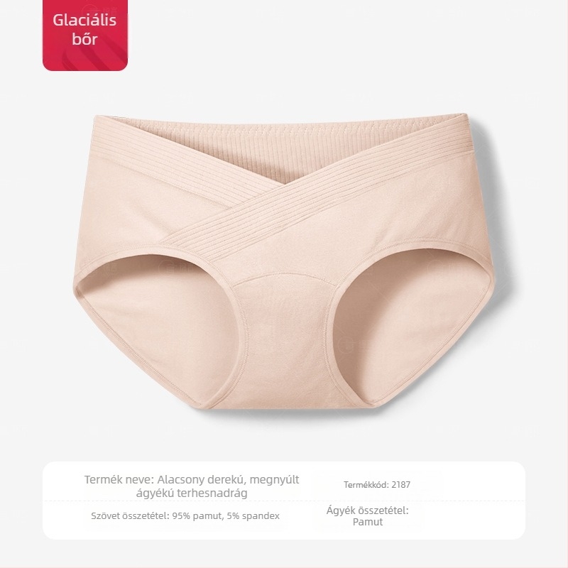 Alacsony derekú, hosszított ágyékú kismama alsónemű pamut Női, közép-késői terhességi, állítható, plus size, terhességi speciális hastámasztó rövidnadrág