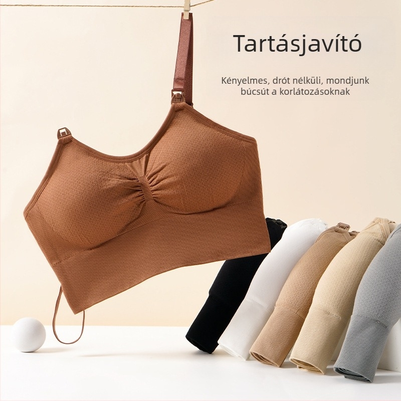 Új terhes nőknek acélgyűrű nélküli, elülső nyílású csattal, plus size szoptatós melltartó, szülés utáni vékony, varrás nélküli szoptatós melltartó alsónemű
