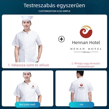 Új szakács munkaruha nyomtatás férfi nyári jég selyem rövid ujjú vékony lélegző étkező étterem szálloda hátsó konyha Női