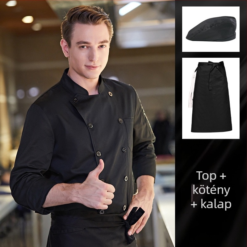 Trágya hozzáadása a szakácsruhák növeléséhez ősszel és télen, vastag, hosszú ujjú vendéglátóipari konyhában, extra nagy méret, 300 kg-os téli