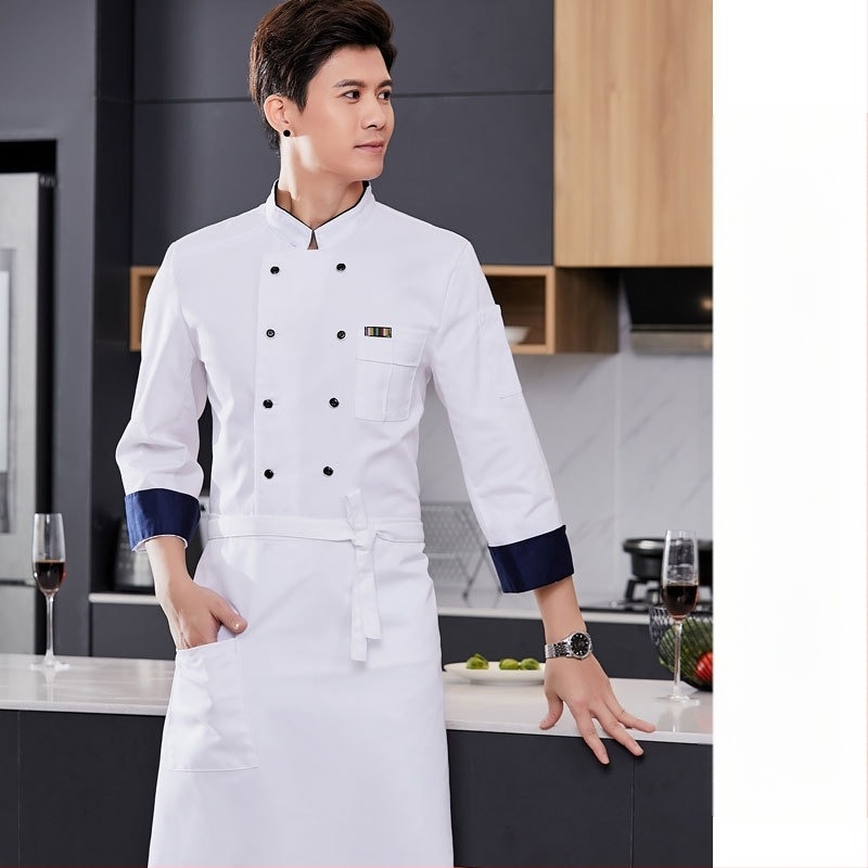 Férfi szakács munkaruhák, Ősz és Tél, Western szállodai ételek, Vastagított, Hosszú ujjú konyhába, Nyári szakácsruhák, Rövid ujjú szakácsruhák