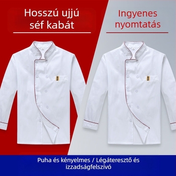 Férfi szakács munkaruha, rövid ujjú, nyári, lélegző vendéglátóipari ruházat, hosszú ujjú, plus size menzai konyhai ruházat