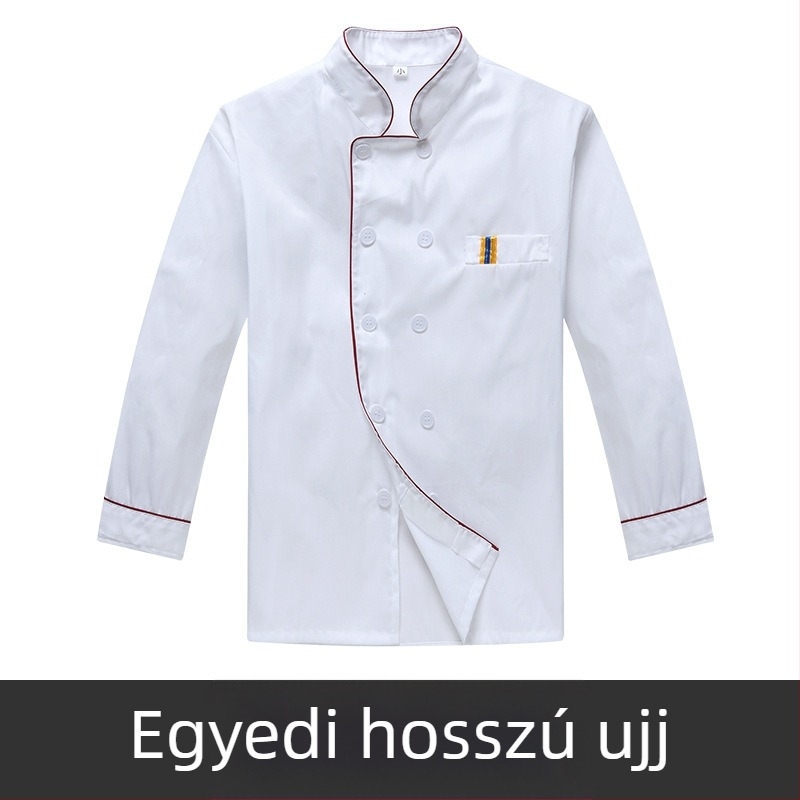 Férfi szakács munkaruha, rövid ujjú, nyári, lélegző vendéglátóipari ruházat, hosszú ujjú, plus size menzai konyhai ruházat