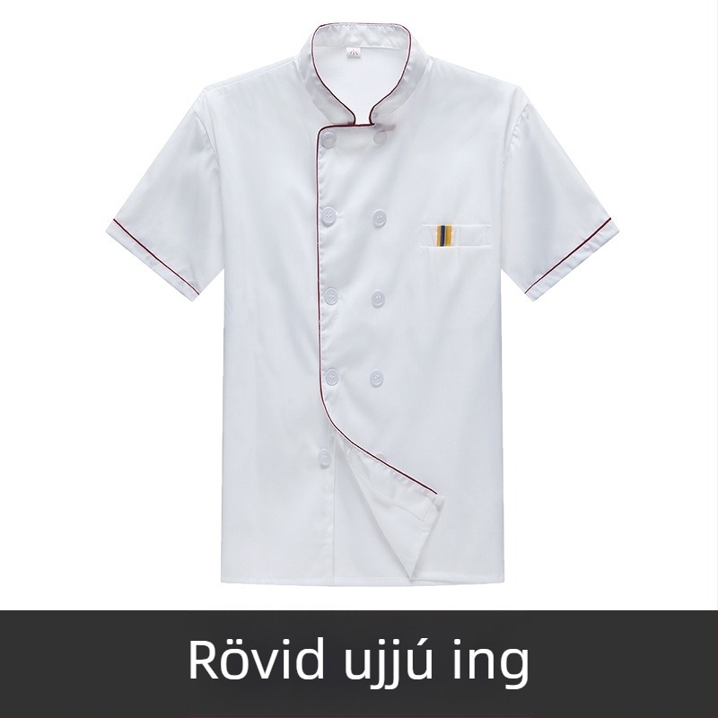 Férfi szakács munkaruha, rövid ujjú, nyári, lélegző vendéglátóipari ruházat, hosszú ujjú, plus size menzai konyhai ruházat