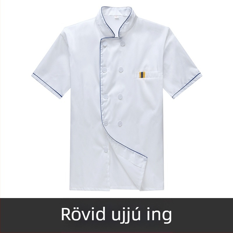 Férfi szakács munkaruha, rövid ujjú, nyári, lélegző vendéglátóipari ruházat, hosszú ujjú, plus size menzai konyhai ruházat