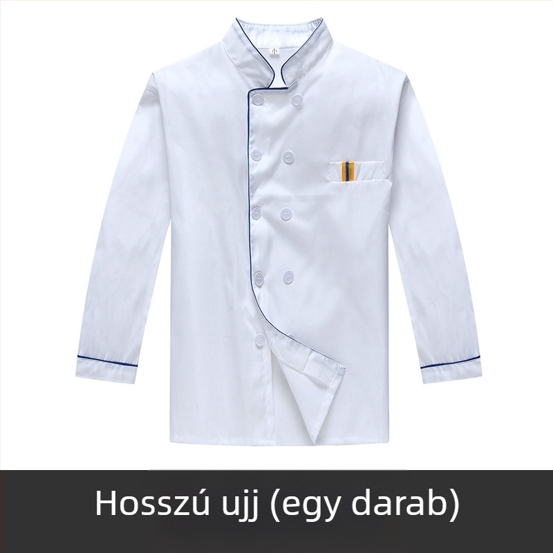Férfi szakács munkaruha, rövid ujjú, nyári, lélegző vendéglátóipari ruházat, hosszú ujjú, plus size menzai konyhai ruházat