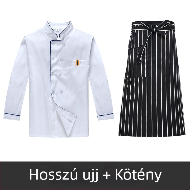 Férfi szakács munkaruha, rövid ujjú, nyári, lélegző vendéglátóipari ruházat, hosszú ujjú, plus size menzai konyhai ruházat
