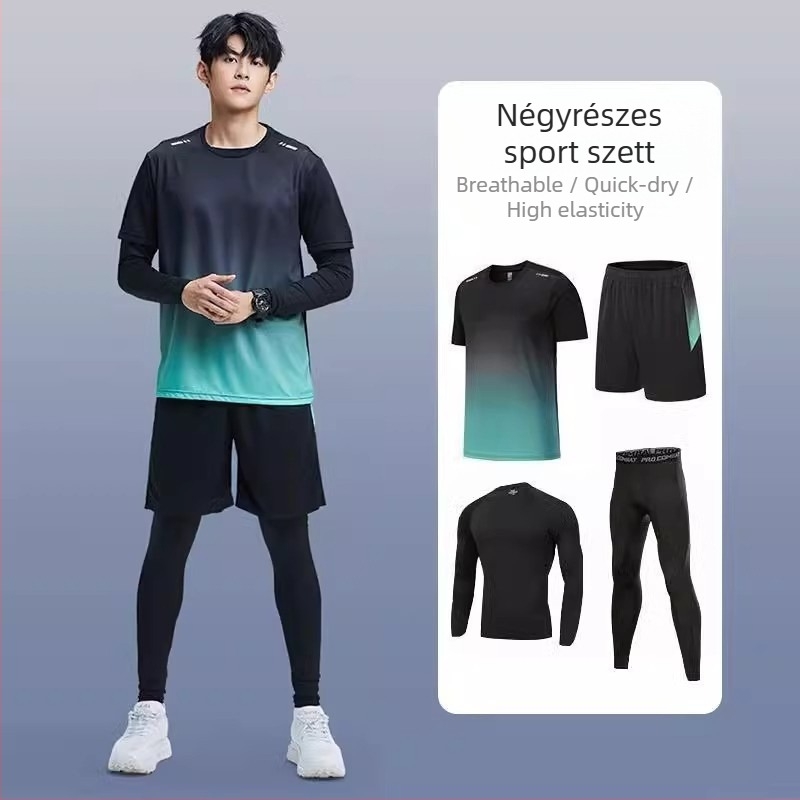 Őszi és téli új sportruha Férfi futóedző fitneszruházat Reggeli futóruha Lovaglóruha Alkalmi Feszes Gyorsan száradó ruhák