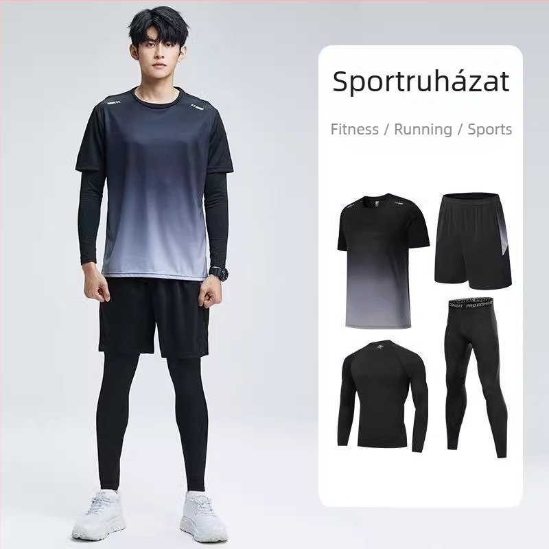 Őszi és téli új sportruha Férfi futóedző fitneszruházat Reggeli futóruha Lovaglóruha Alkalmi Feszes Gyorsan száradó ruhák