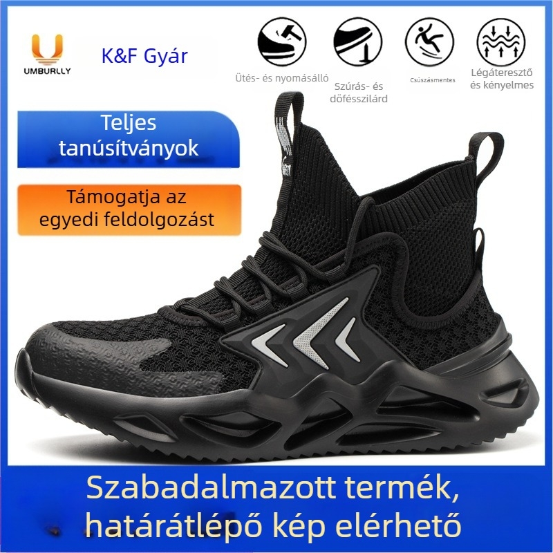 Munkavédelmi cipők nagykereskedelemben, ütésálló, piercinggátló, könnyű munkacipők, acélbetétes orrmerevítő, repülő, szőtt, lélegző védőcipők, férfi munkacipők