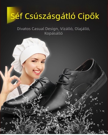 Konyhai cipők, szakácscipők, férfi csúszásmentes, vízálló és olajálló munkacipők, szállodai olajálló és kopásálló bőrcipők, női lábvédelem