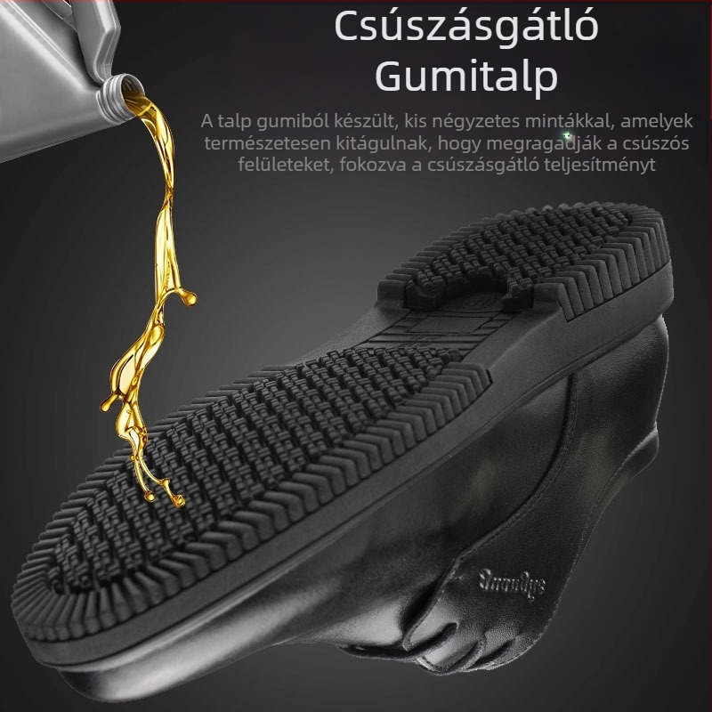 Konyhai cipők, szakácscipők, férfi csúszásmentes, vízálló és olajálló munkacipők, szállodai olajálló és kopásálló bőrcipők, női lábvédelem