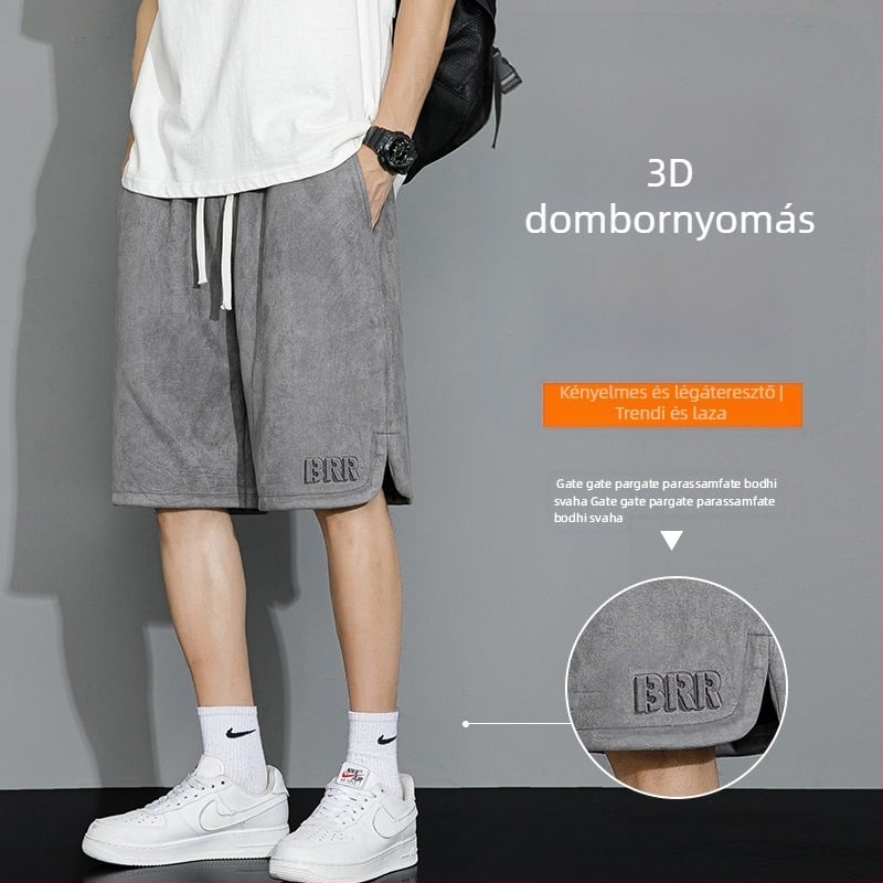 Férfi lezser rövidnadrág, nyári vékony fazon, laza szabású, plus size, extra nagy, jégselyem sportnadrág, lezser divatos nadrág