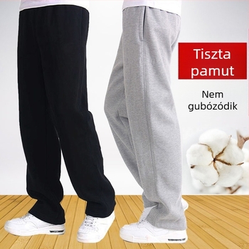 Tavaszi és nyári vékony pamut sportnadrág, férfi bő, egyenes szabású, lezser melegítőnadrág, vastag, rugalmas férfi nadrág, plus size nadrág