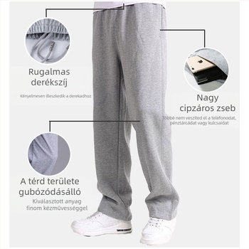 Tavaszi és nyári vékony pamut sportnadrág, férfi bő, egyenes szabású, lezser melegítőnadrág, vastag, rugalmas férfi nadrág, plus size nadrág