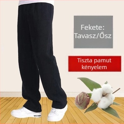 Tavaszi és nyári vékony pamut sportnadrág, férfi bő, egyenes szabású, lezser melegítőnadrág, vastag, rugalmas férfi nadrág, plus size nadrág
