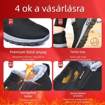 Téli új hótaposó férfi cipő polár béléssel régi pekingi pamuttal bélelt cipő egyrészes szállítás vastagított meleg Férfi pamuttal bélelt cipő időseknek