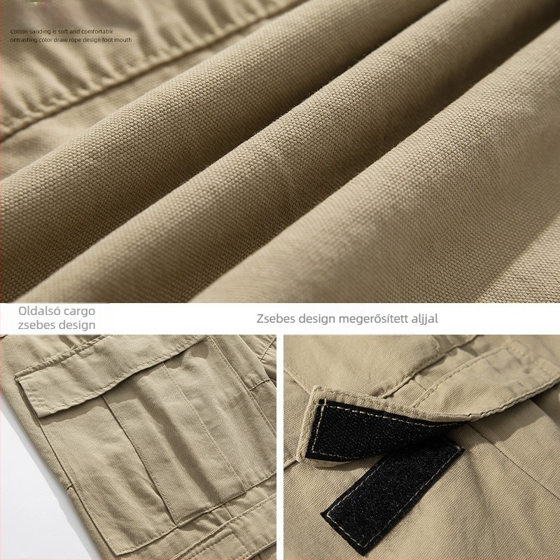 Hanlu férfi vintage munkaruha alkalmi nadrág 2025 tavaszi új laza japán stílusú patchwork dizájn kültéri hosszú nadrág