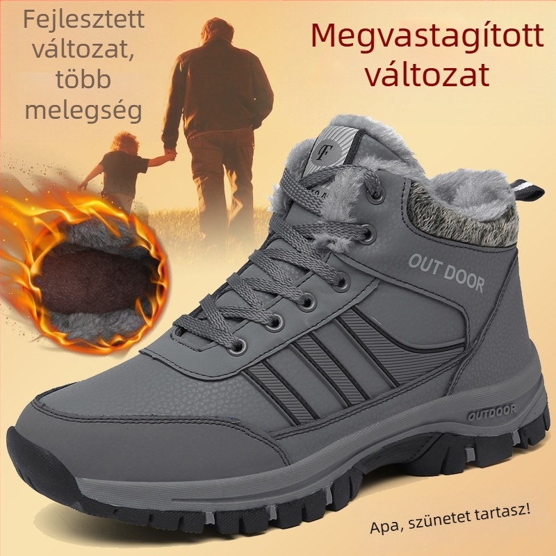 Középkorú és idős, kültéri, nagy méretű sétacipők, téli bársony, meleg férfi és női pamutcipők, vastag talpú alkalmi sportcipők