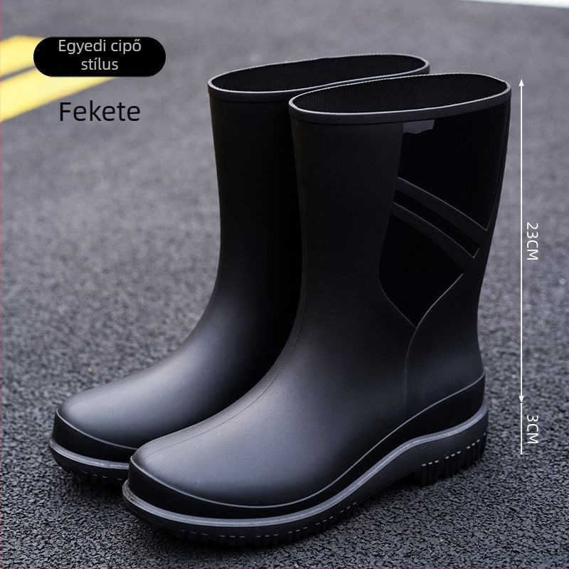 Európai és amerikai divatos, középvádrájú esőcsizma, férfi vízicipő, alacsony szárú esőcsizma, vízálló, csúszásmentes konyhai gumicipő, horgászcipő, autómosó cipő, munkacipő