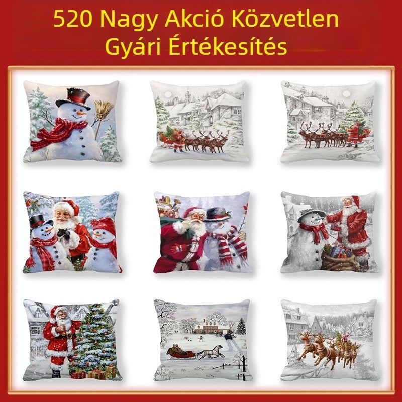 Mikulás, Hóember, Jávorszarvas Vastag Őszibarack Bőr Párnahuzat Határokon Átnyúló Szállítás T033