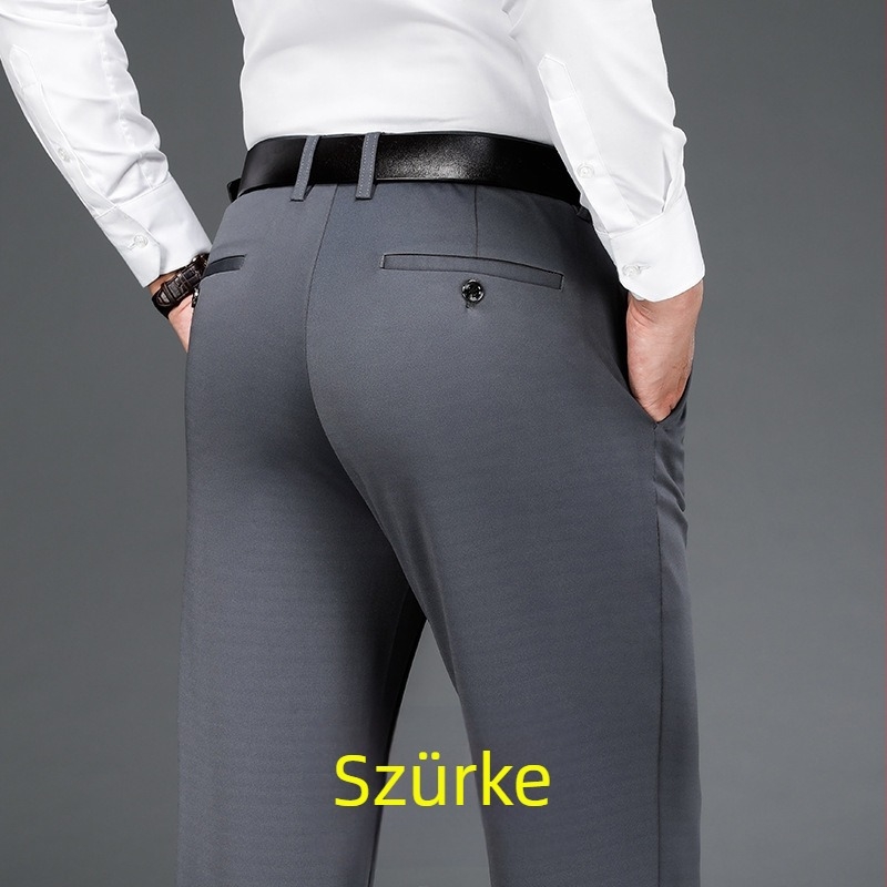 Négyoldalas rugalmas férfi nagy méretű férfi lezser nadrág egyenes szabású, laza, plusz vastag férfi nadrág őszi-téli vastag üzleti nadrág