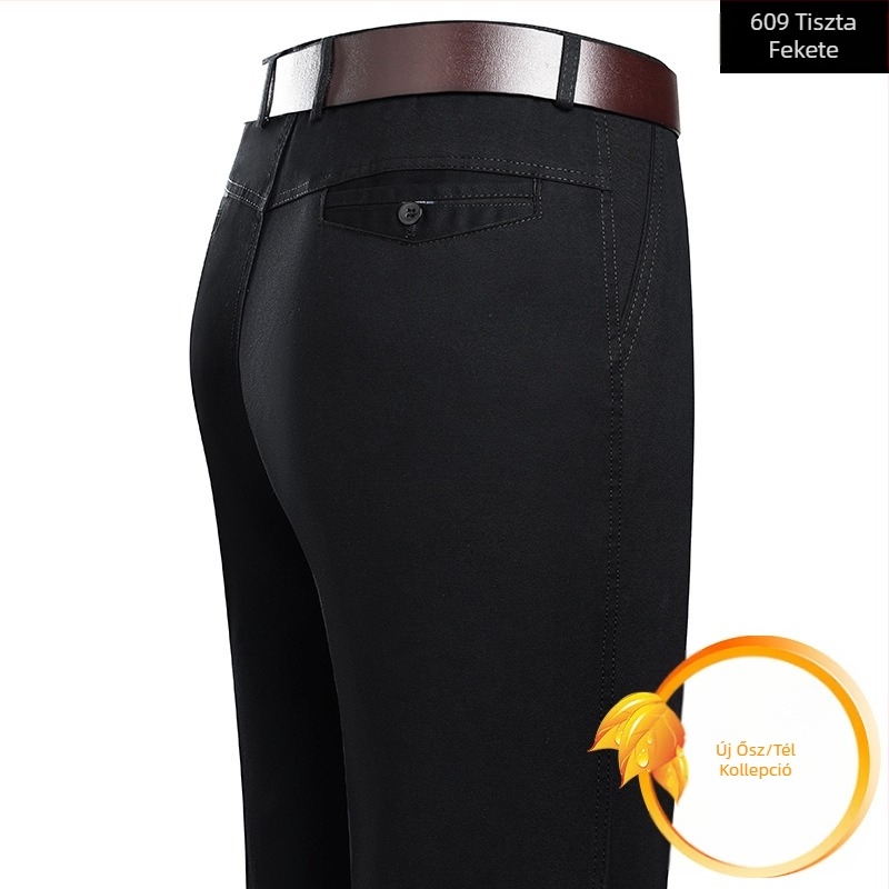 Tiszta pamut üzleti lezser nadrág férfi laza középkorú férfi nadrág őszi és téli vastag egyenes nem vasalható hosszú nadrág apának